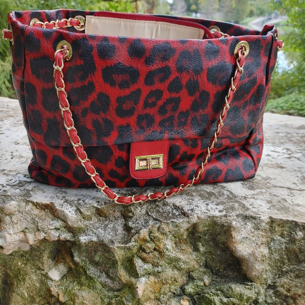 Red Tiger Print Handbag